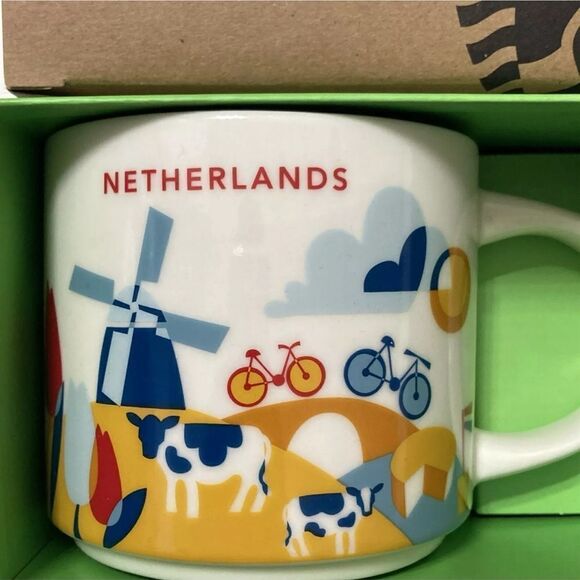Starbucks Netherlands YAH Mug Windmill Bicycle Canal Coffee Cup You Are Here New - Picture 7 of 12